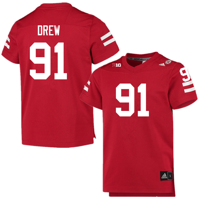 Men #91 Devin Drew Nebraska Cornhuskers College Football Jerseys Sale-Scarlet